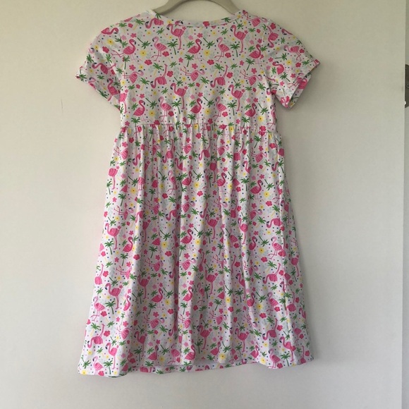 - Flap Happy Kids Dress - Pink and Green Flamingo Print - Picture 3 of 6